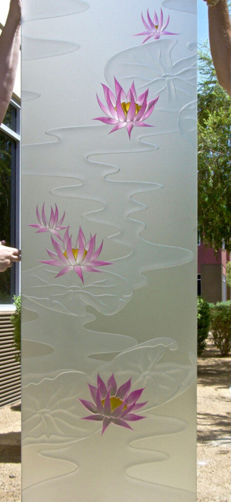 Interior Prehung Door or Interior Slab Door - Lily Pads & Lotus - Primed -...