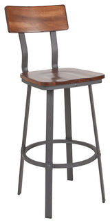 Rustic Walnut Restaurant Barstool with Wood Seat