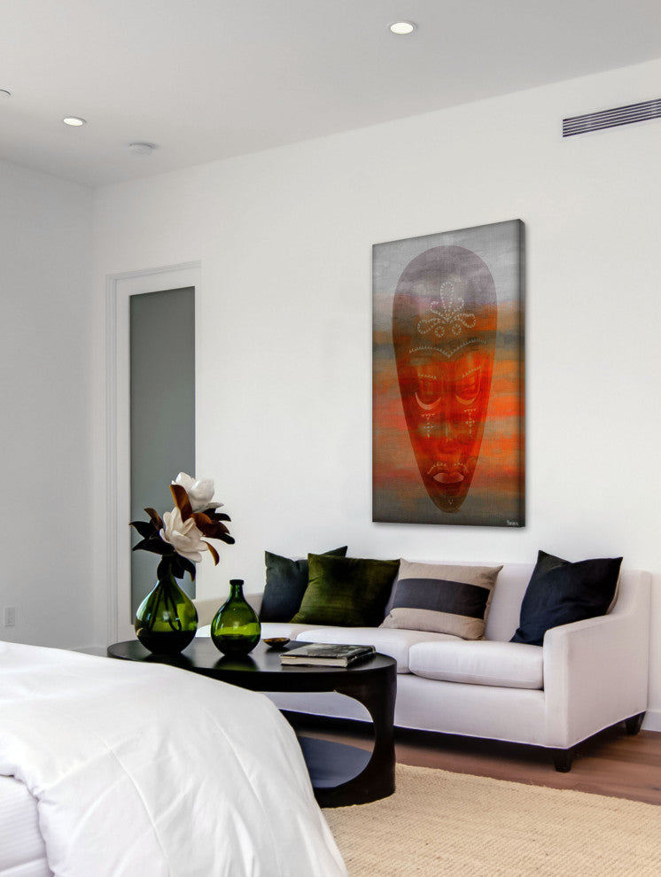 "African Mask" Print on Canvas, 18"x36"