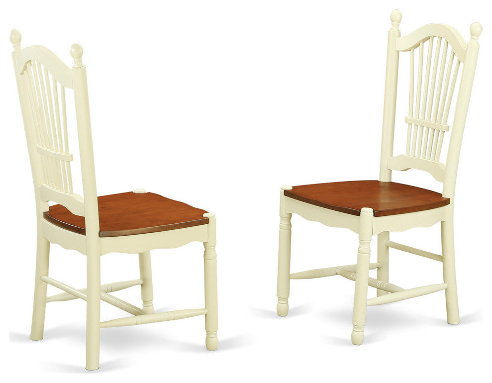 5 Pc Set, Round Small Table, 4 Leather Kitchen Chairs, Buttermilk, Cherry .