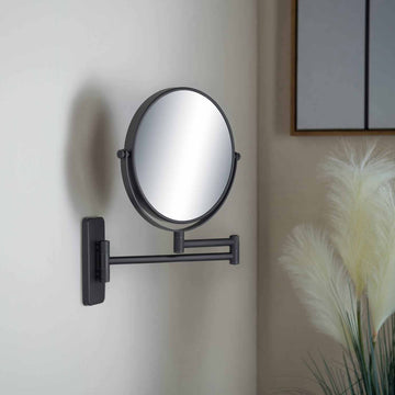 Circular Magnifying Makeup/shaving Mirror, Matte Black