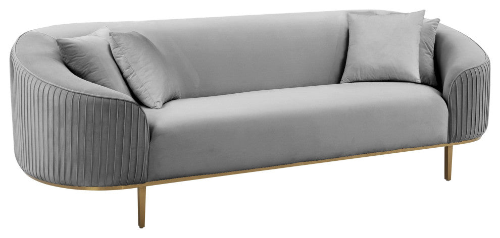 Michelle Light Gray Pleated Sofa