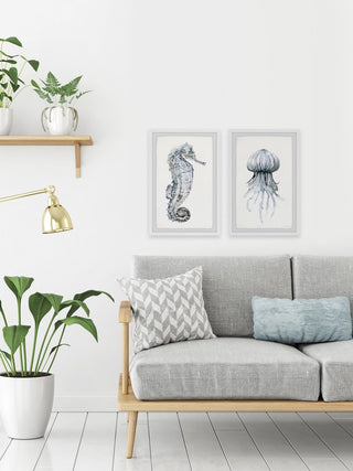 Seahorse and Jellyfish Diptych, 48"x36"