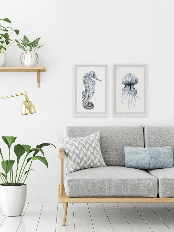 Seahorse and Jellyfish Diptych, 48"x36"