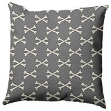 18"x18" Cross Bones Decorative Throw Pillow, Steel Gray