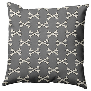 18"x18" Cross Bones Decorative Throw Pillow, Steel Gray