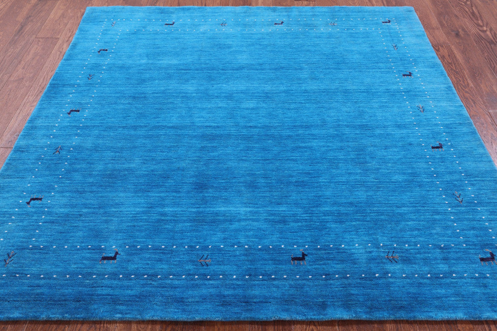 6' Square Persian Gabbeh Hand Knotted Wool Rug - Q15288