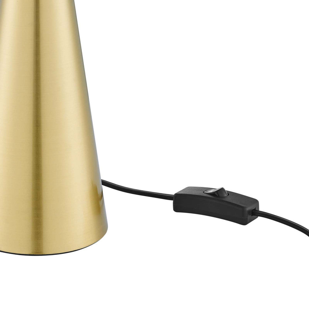 Apex Glass Globe Glass Table Lamp, White Satin Brass