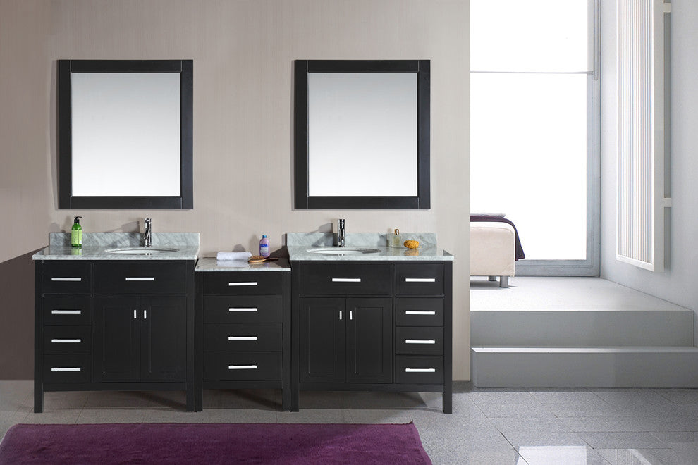 London 92" Double Sink Vanity Set, Espresso