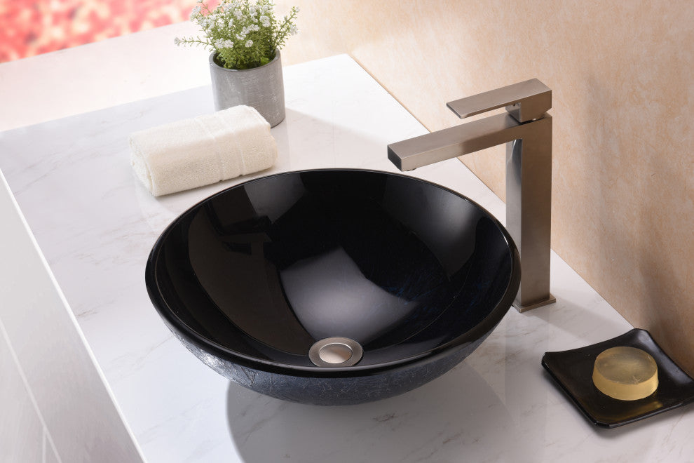 ANZZI Jonas Series Tempered Glass Bathroom Vessel Sink