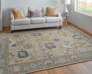 Aleska Traditional Oriental, Blue/Brown/Gray, 2'6"x12' Runner