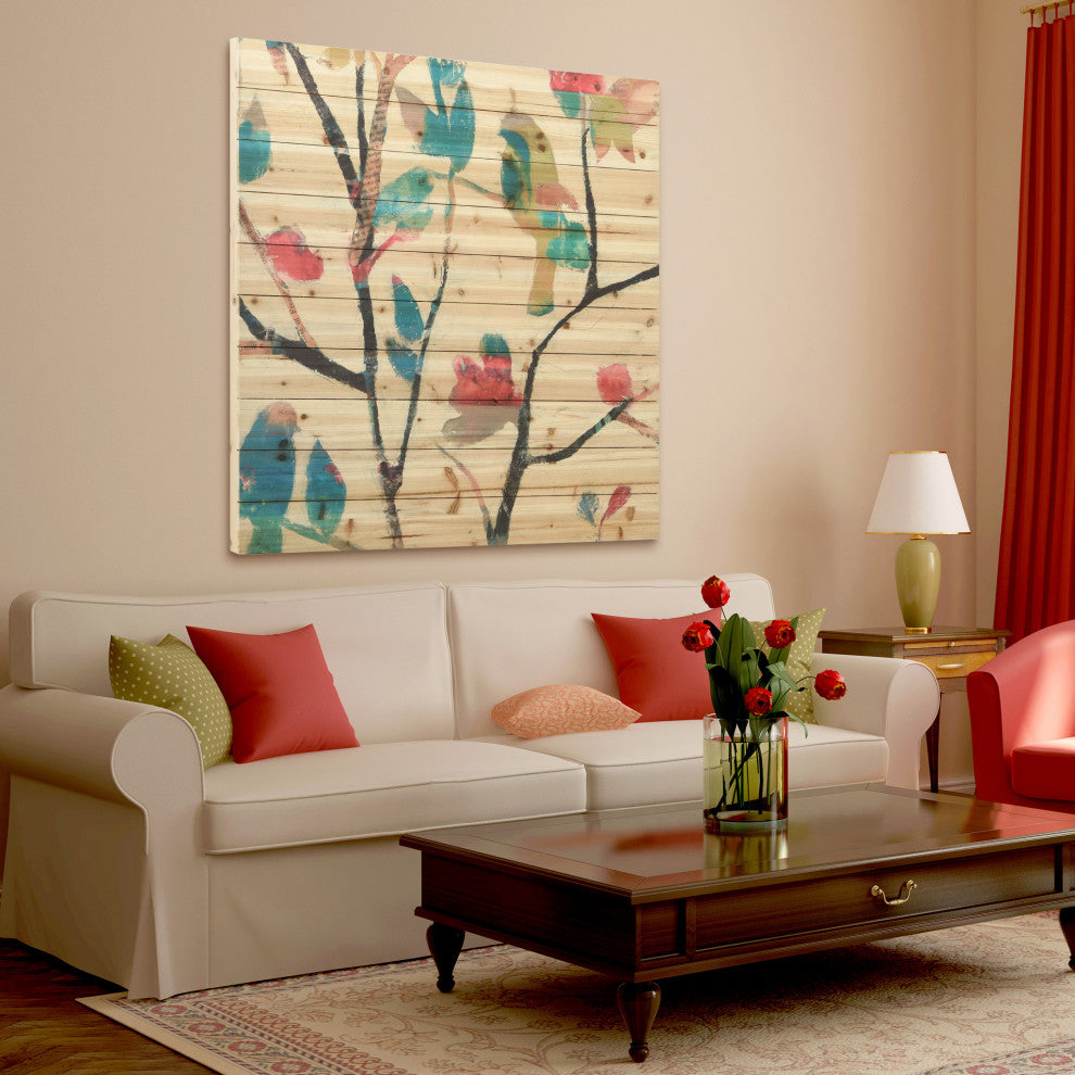 "Woodland Story 2" Wall Art Printed On Solid Fir Wood Planks