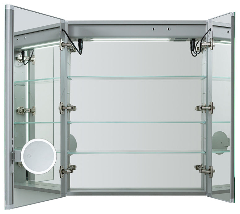 Signature Royale 30" LED Medicine Cabinet Defogger, Adjustable Magnifying Mirror