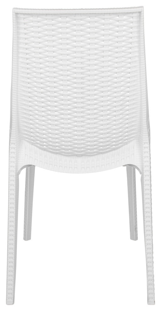 LeisureMod Kent Modern Stackable Outdoor Dining Chair, White