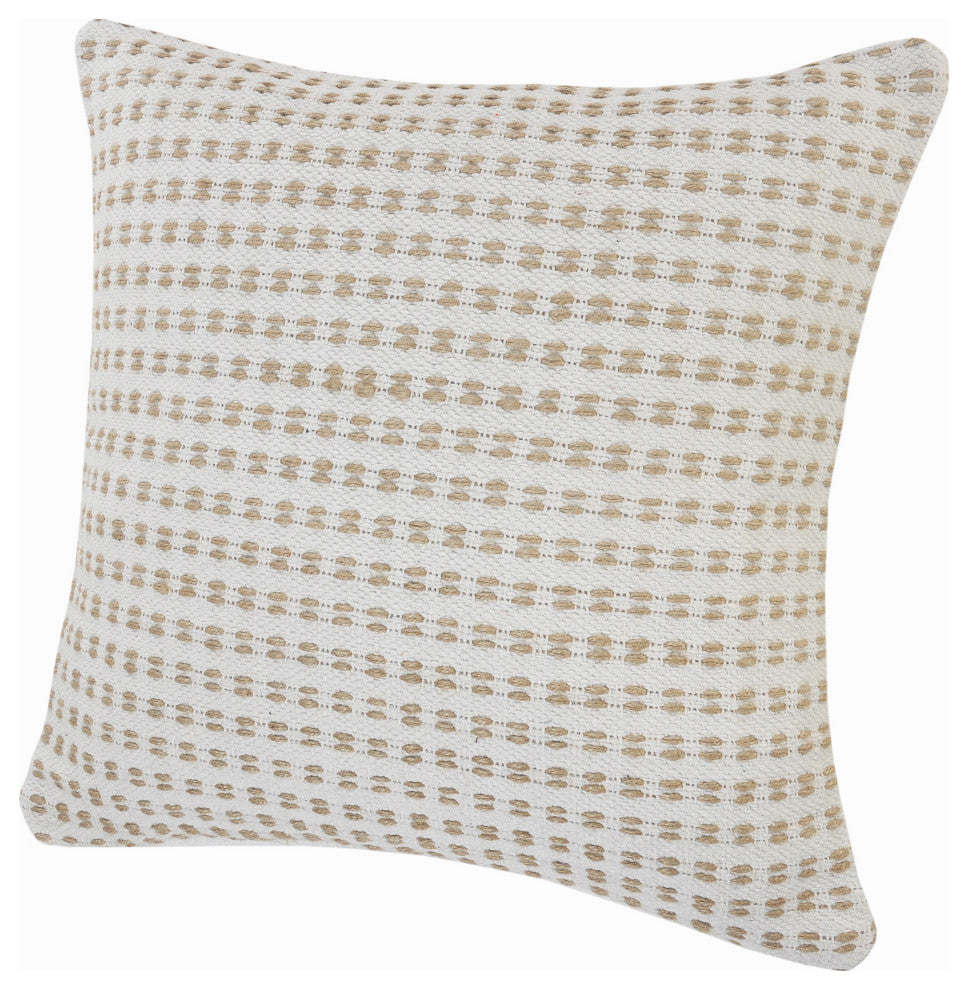 Ivory and Jute Interwoven Throw Pillow