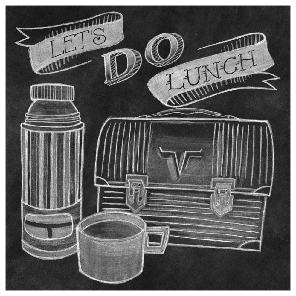 "Let's Do Lunch Chalk" Digital Paper Print by Mary Urban, 38"x38"