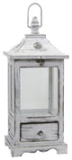 Distressed Wooden Lantern With Drawer