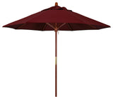 9' Square Push Lift Wood Umbrella, Burgundy Pacifica