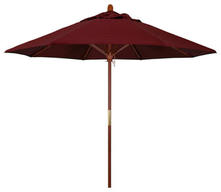 9' Square Push Lift Wood Umbrella, Burgundy Pacifica