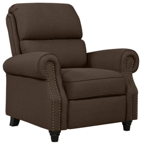 Brown Linen Push Back Recliner Chair