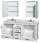 Wyndham WCS141472DWHCMUNOMED 72 Inch Double Bathroom Vanity in White