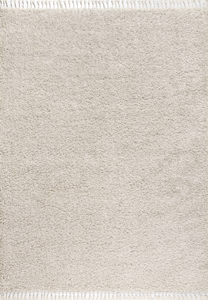 Mercer Shag Plush Tassel Area Rug, Cream, 4 X 6