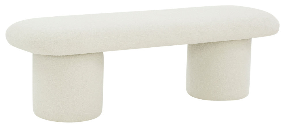 Safavieh Couture Cassandralee Boucle Bench, Ivory