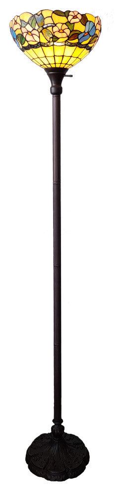 Tiffany Style Dragonfly Torchiere Floor Lamp 70" Tall