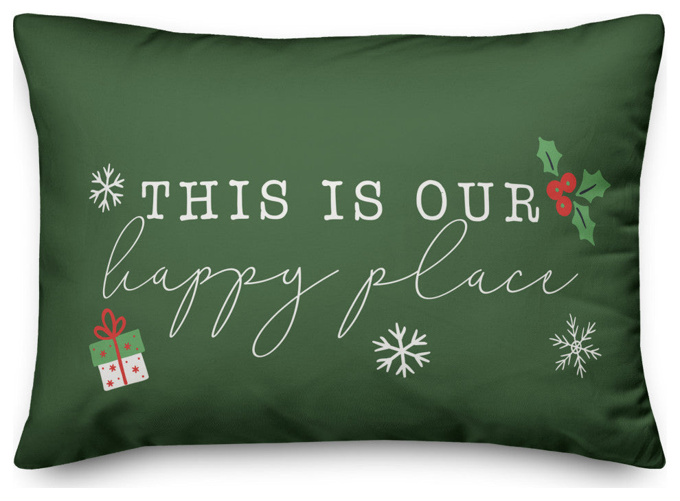 Green This Is Our Happy Place 20x14 Spun Poly Pillow