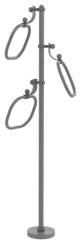 Towel Stand with 9" Oval Towel Rings, Matte Gray