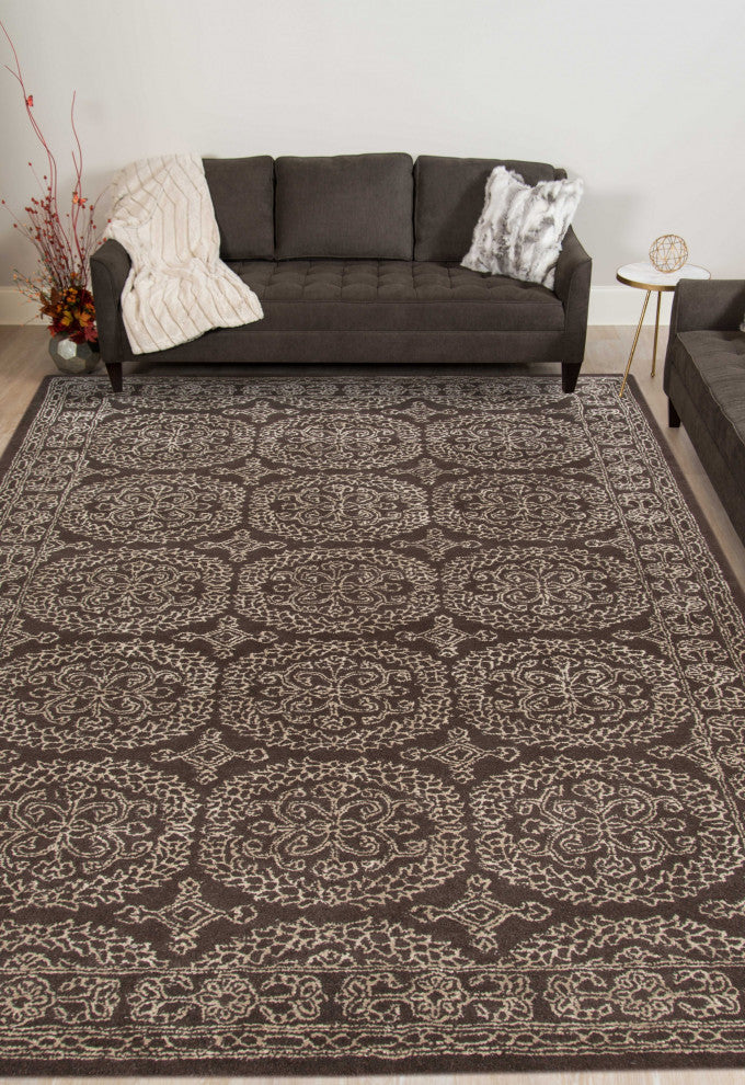 5" X8" X 0.5" Gray Wool Area Rug