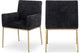 Reeves Upholstered Dining Chair, Black, Chenille , AC,  Brushed Brass, Set of 2