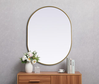 Metal Frame Oval Mirror 30X40 Inch, Brass