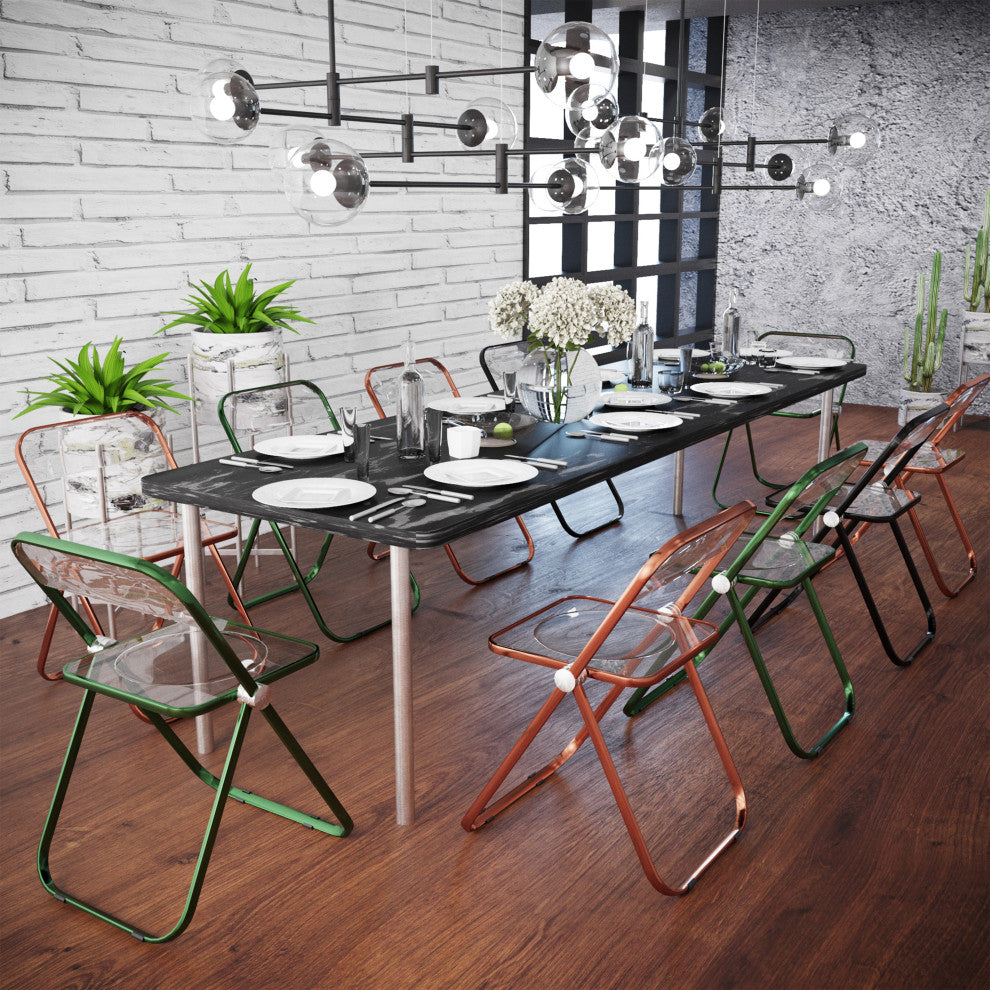 Lawrence Acrylic Folding Chair With Metal Frame, Green
