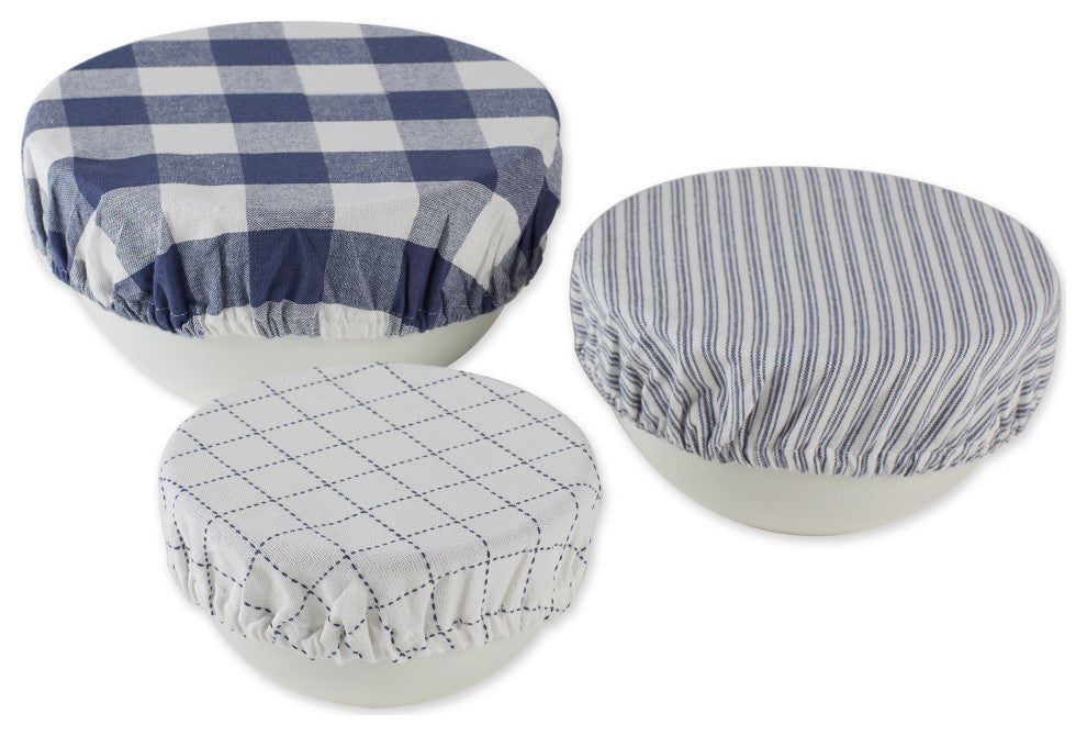 DII Asst French Blue Farmhouse Woven Dish Cover (Set of 3)