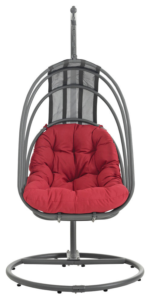 Red Whisk Outdoor Patio Swing Chair With Stand