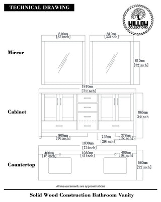 Malibu 72 Double Sink Bath Vanity in Black 1.5" White Quartz