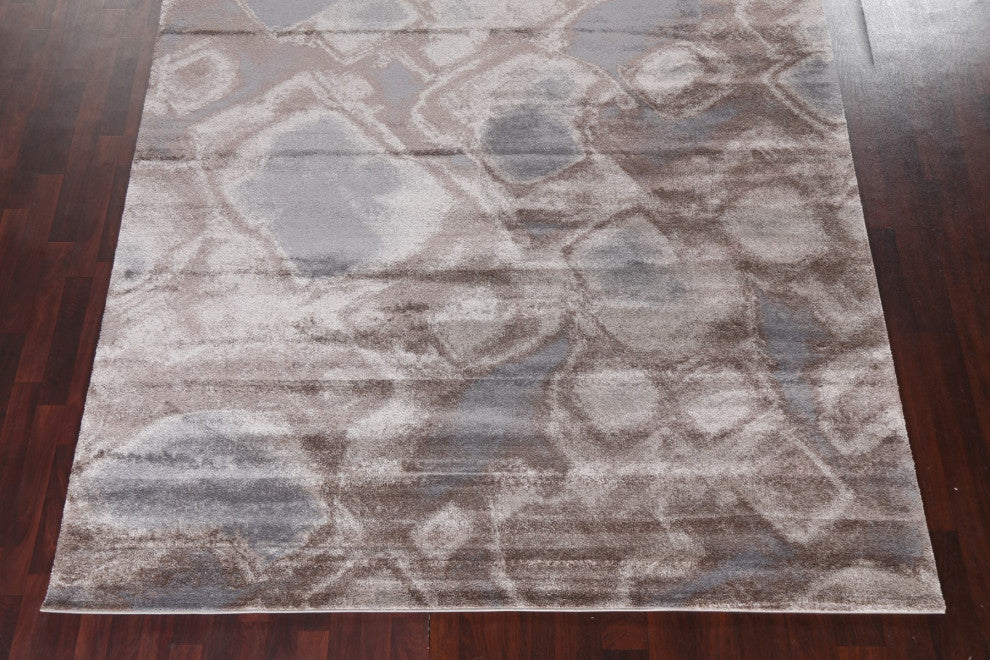 Turkish Abstract Brown Transitional Oriental Rug Contemporary Carpet 8x10
