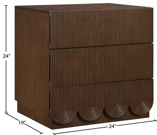 Scallop Oak Veneer Chest, Brown, Night Stand
