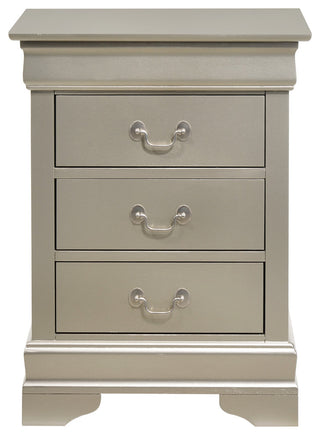 Louis Phillipe 3-Drawer Nightstand, Silver Champagne