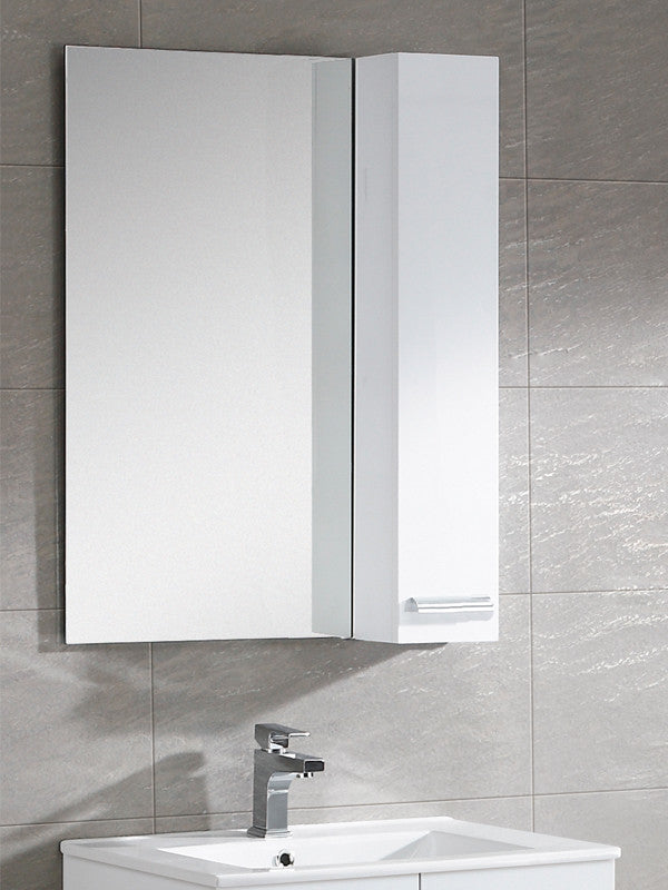 Fine Fixtures Atwood Mirror With Side Cabinet, White, 24"
