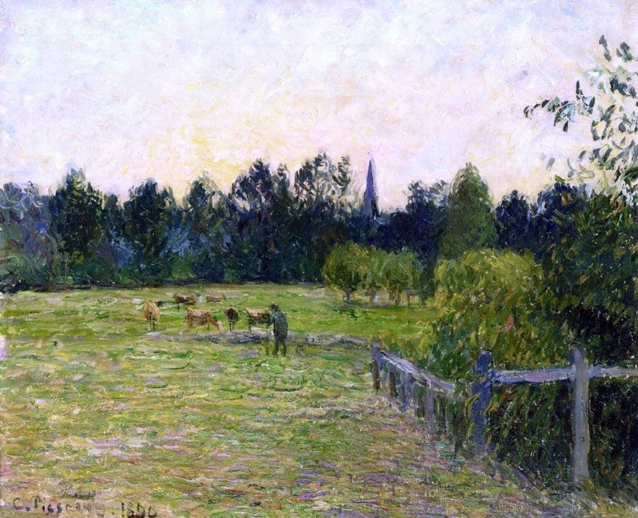 Camille Pissarro Cowherd in a Field at Eragny, Gallery Wrapped Canvas, 20"x25"