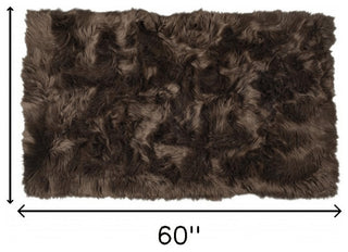 3' X 5' Chocolate Faux Fur Non Skid Area Rug