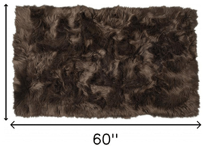 3' X 5' Chocolate Faux Fur Non Skid Area Rug