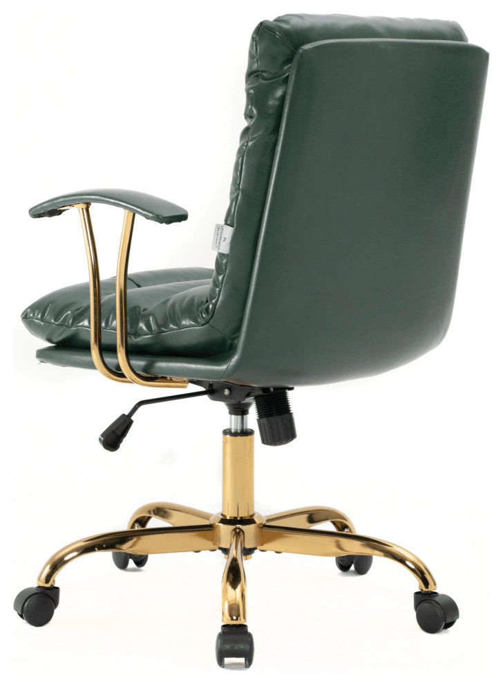 LeisureMod Regina Modern Leather Adjustable Conference Chair, Pine Green
