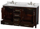Wyndham WCS141460DESCMUNOMXX Espresso 60 Inch Double with Carrera Marble