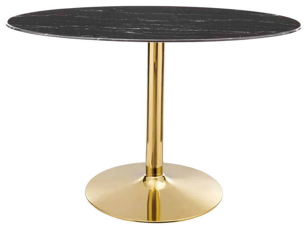 Verne 48" Artificial Marble Dining Table Gold Black