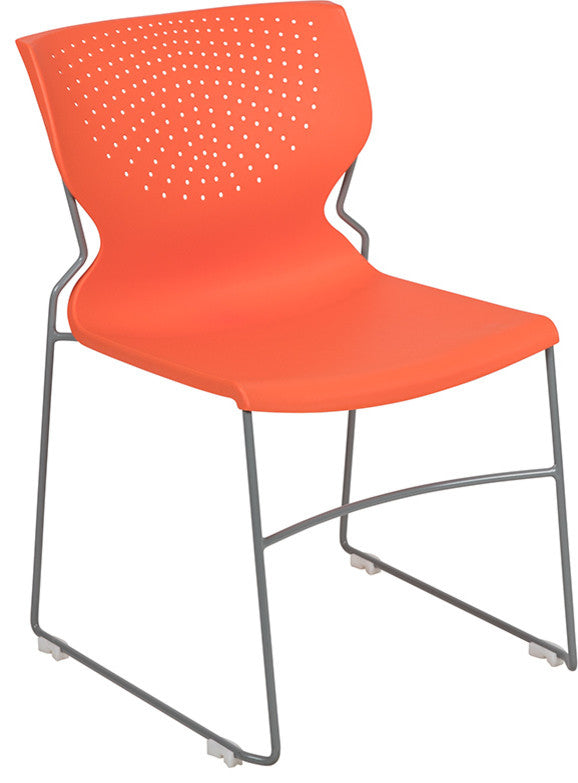 HERCULES Series Full Back Stack Chair With Powder Coated Frame, Orange