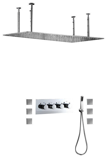 Reno 40"x20" Luxury Bath Shower Set Stainless Steel Rain Shower Head