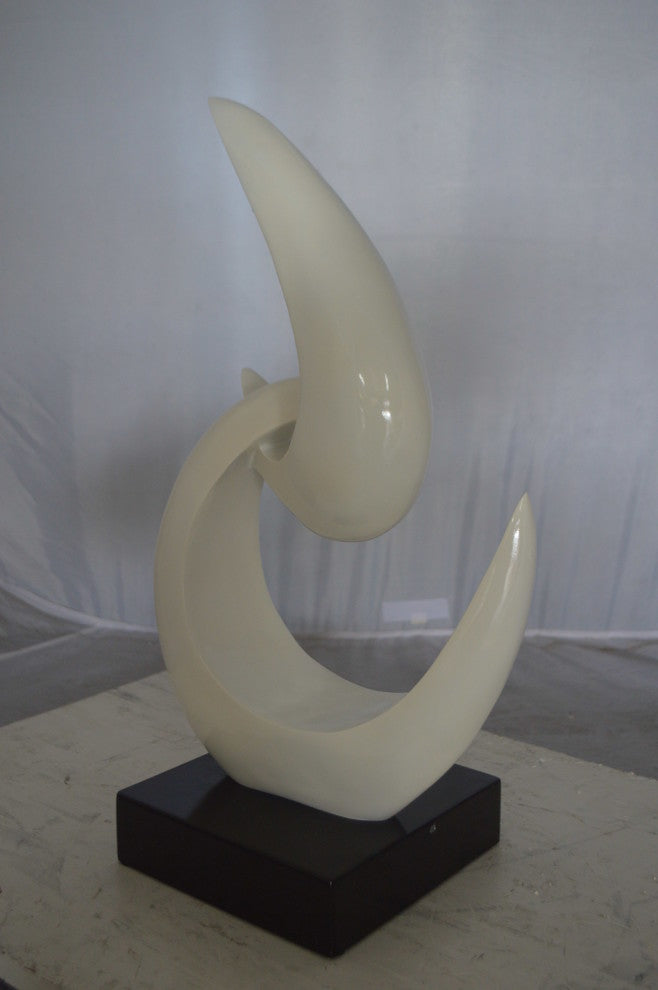 Modern Art White Boomerang Statue made of Resin -  Size: 13"L x 8"W x 23"H.
